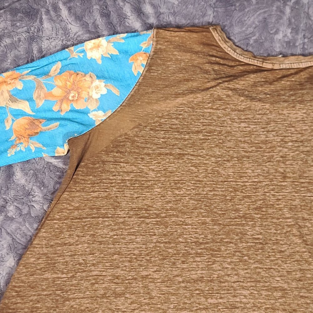 CATO Brown Mixed Media Pull Over Top Women's Plus Size 22/24W - Picture 9 of 14